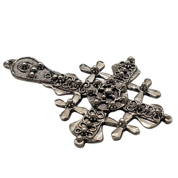 900 Silver Holy Land Crusader Cross Pendant Hand Forged Vintage Unisex Jewelry - Picture 3 of 6
